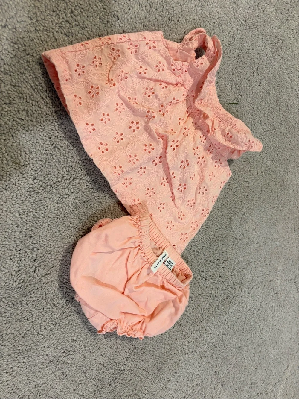 Janie and Jack Peach Pink Eyelet Top with Matching Bloomers